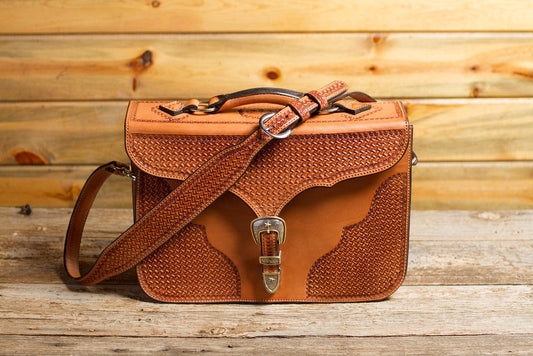 Saddle Tan Spider Briefcase