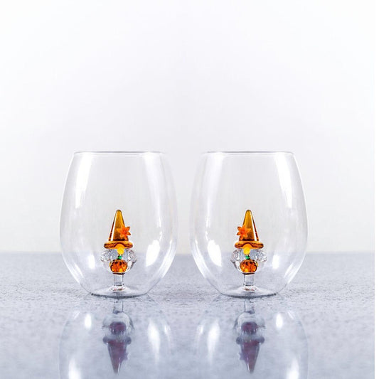 3D Thanksgiving Gnome Stemless Glass