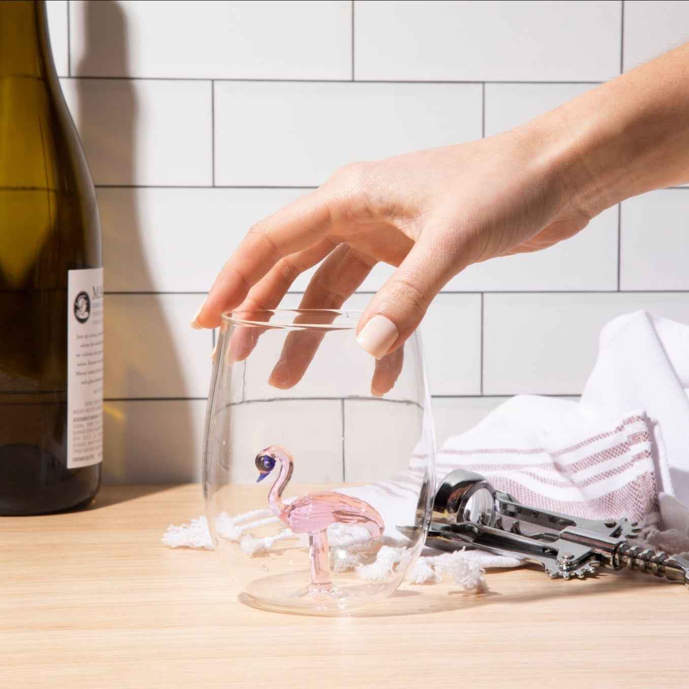 3D Flamingo Stemless Wine Glasses