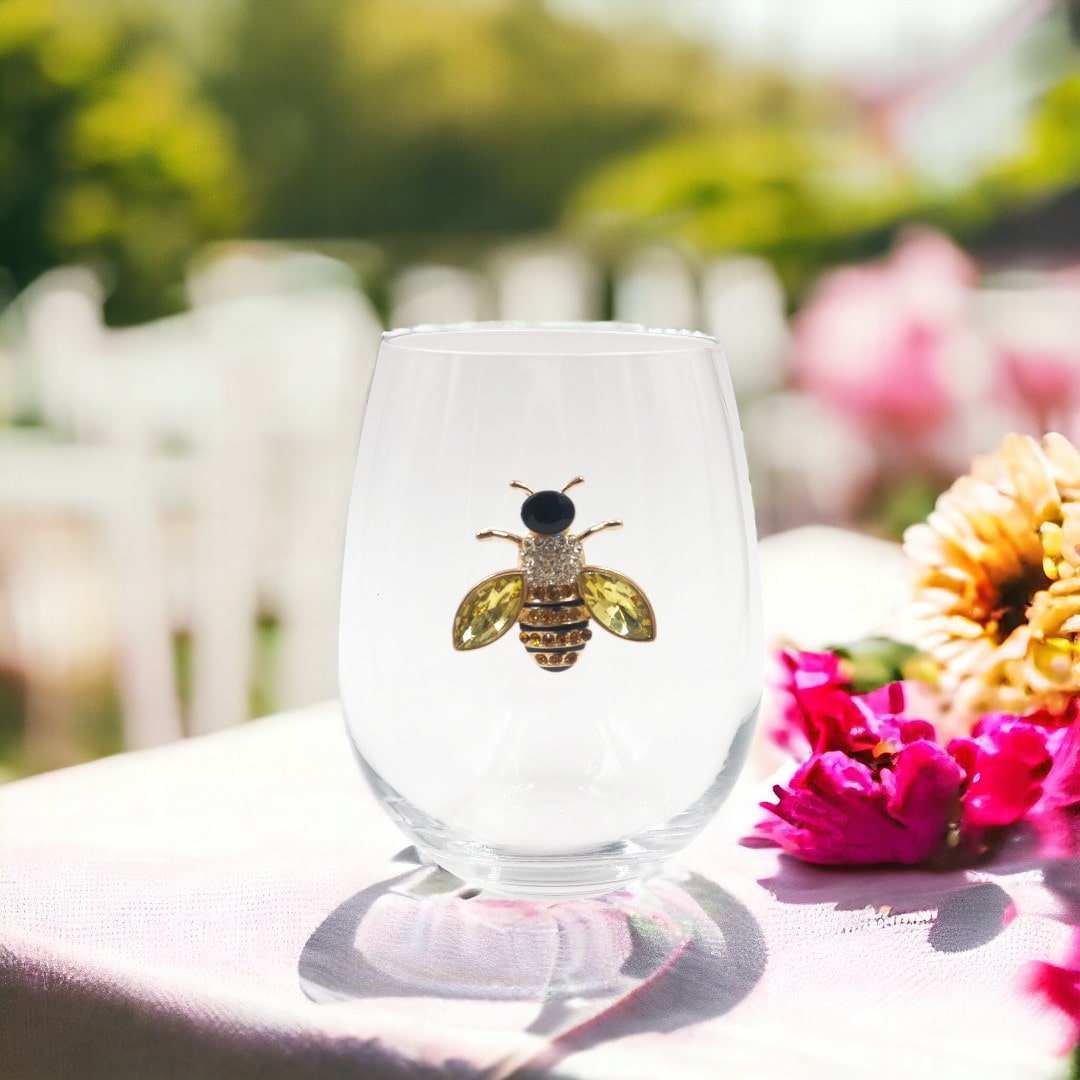 Jeweled Bee Wine Glasses