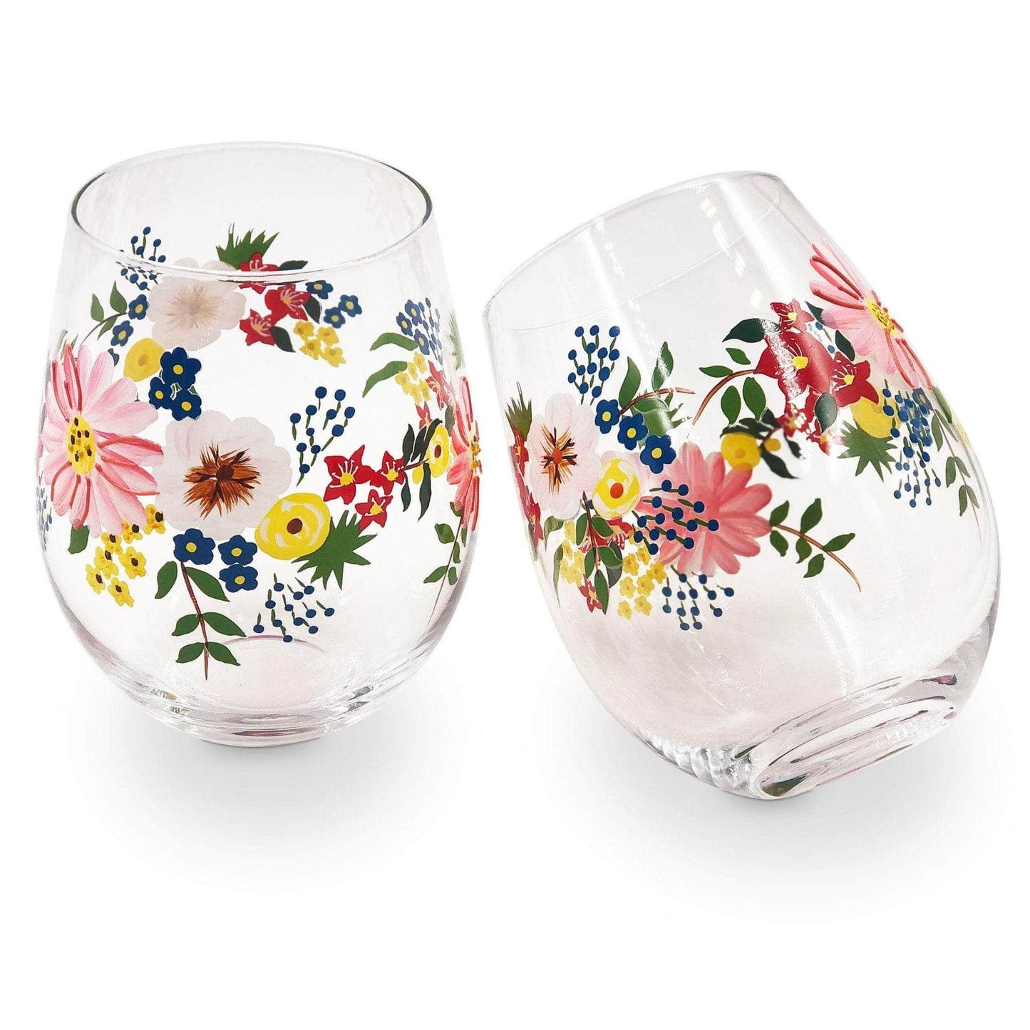 Painted Floral Stemless Glasses