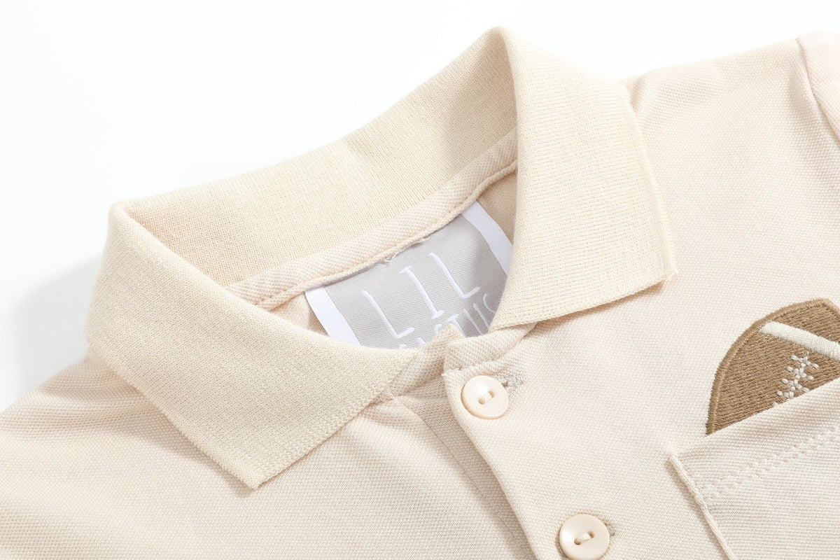 Light Brown Football Pocket Polo Golf Shirt