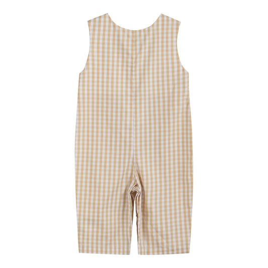Light Brown Gingham Pumpkin Vine Overalls