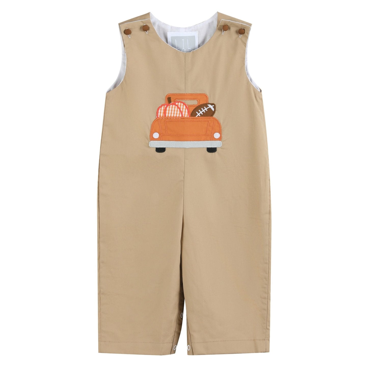Light Brown Pumpkin Football Truck Overalls