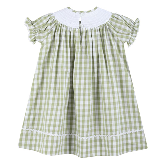 Light Green Alligator Smocked Bishop Dress