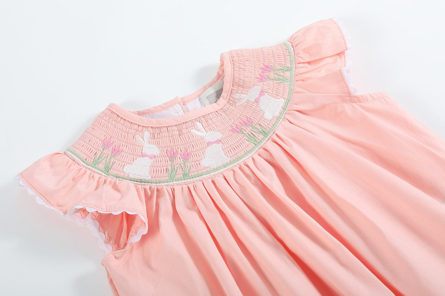 Light Pink Easter Bunny Smocked Top and Bloomer Set