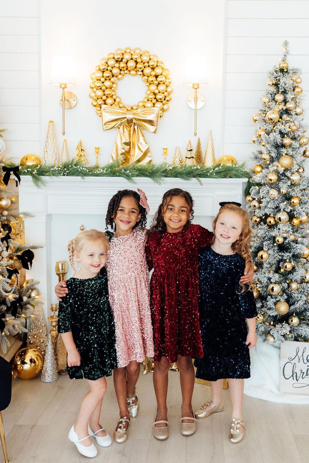 Rose Gold Velvet Sequin Dress