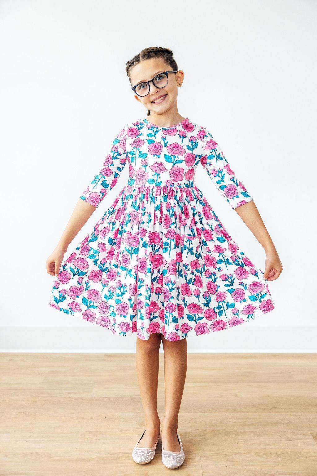 Garden Glow 3/4 Sleeve Pocket Twirl Dress