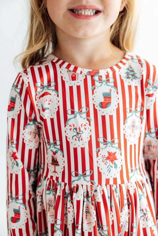 Santa's Sweet Shoppe L/S Ruffle Hem Twirl Dress