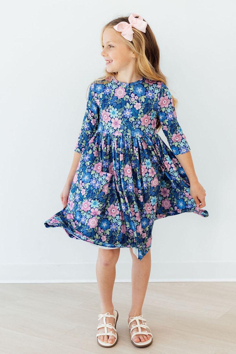 Whimsy 3/4 Sleeve Pocket Twirl Dress
