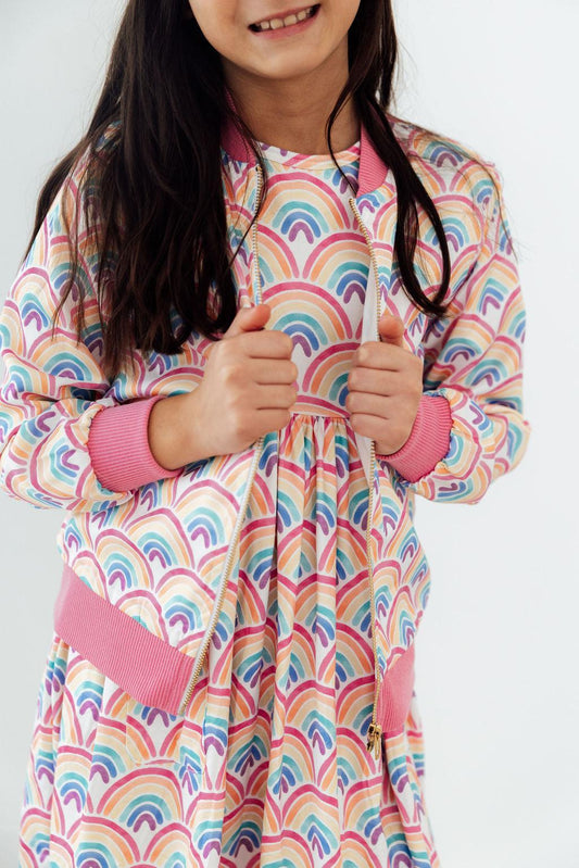 Watercolor Rainbows Satin Jacket