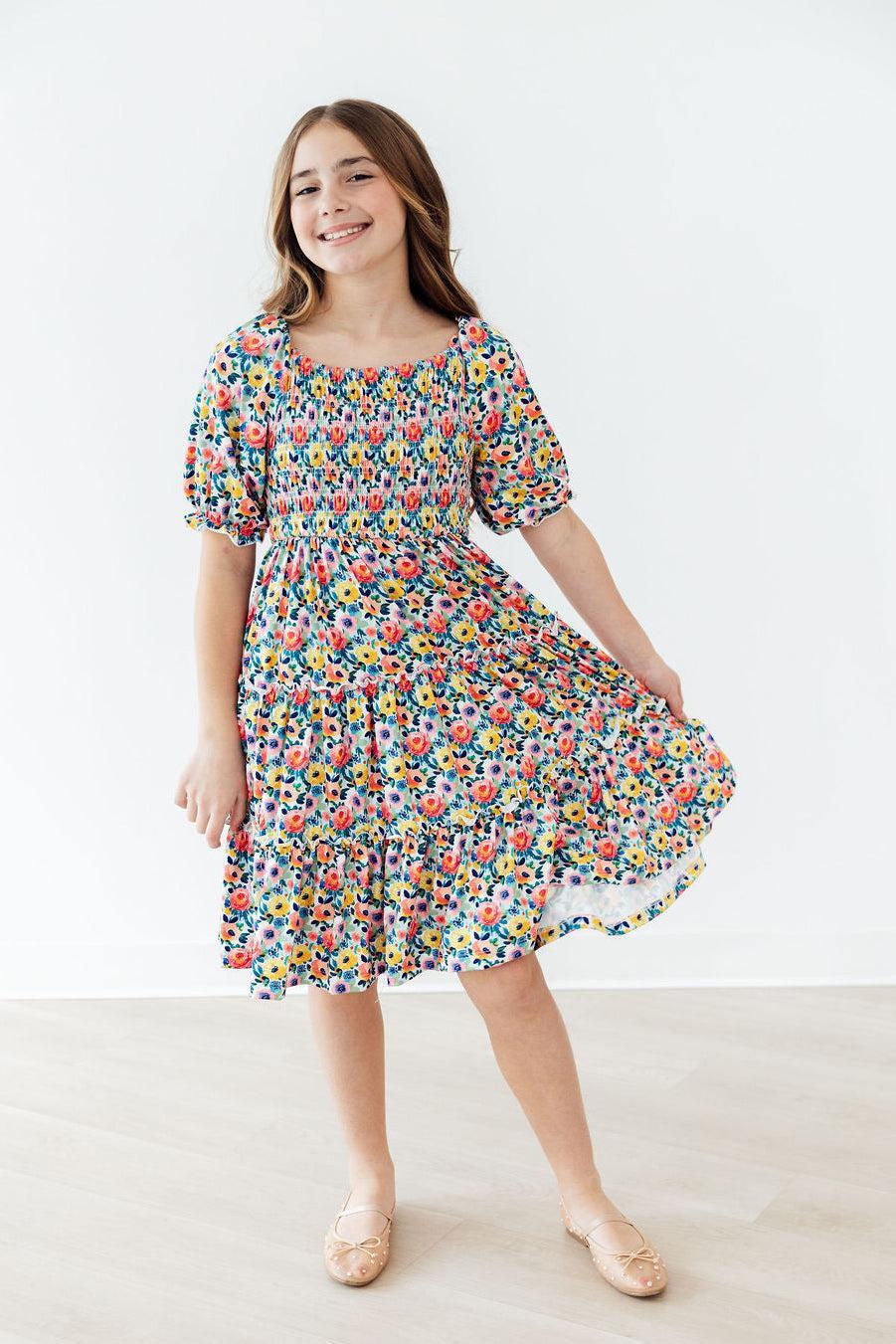 Beautiful Blossoms Smocked Ruffle Dress