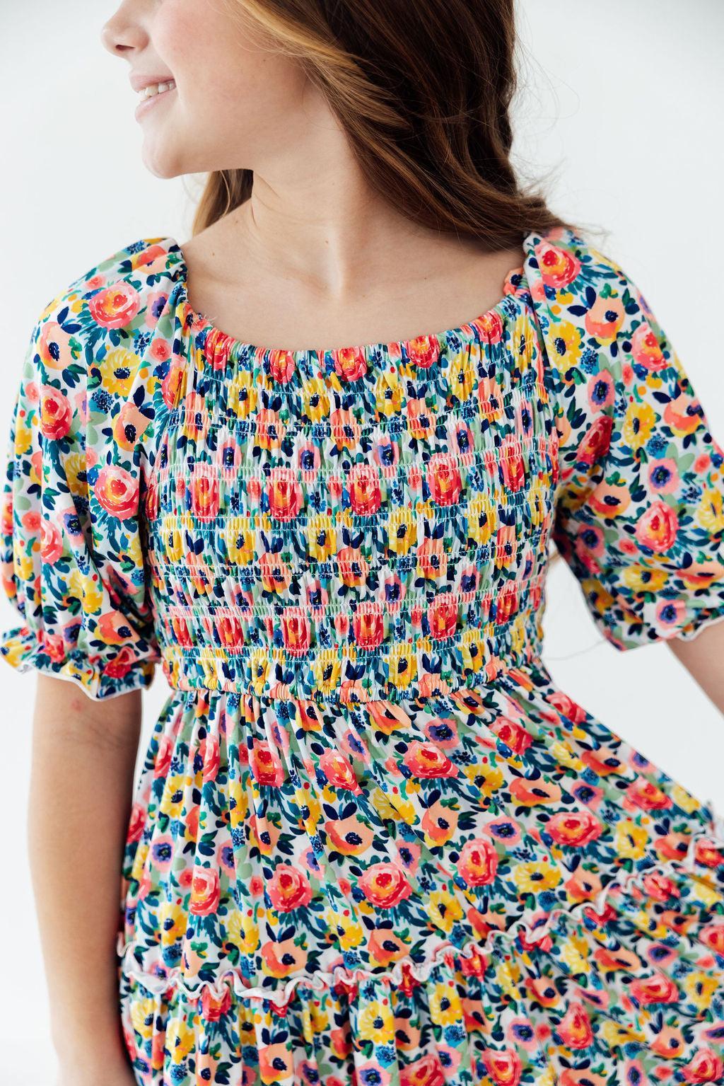 Beautiful Blossoms Smocked Ruffle Dress