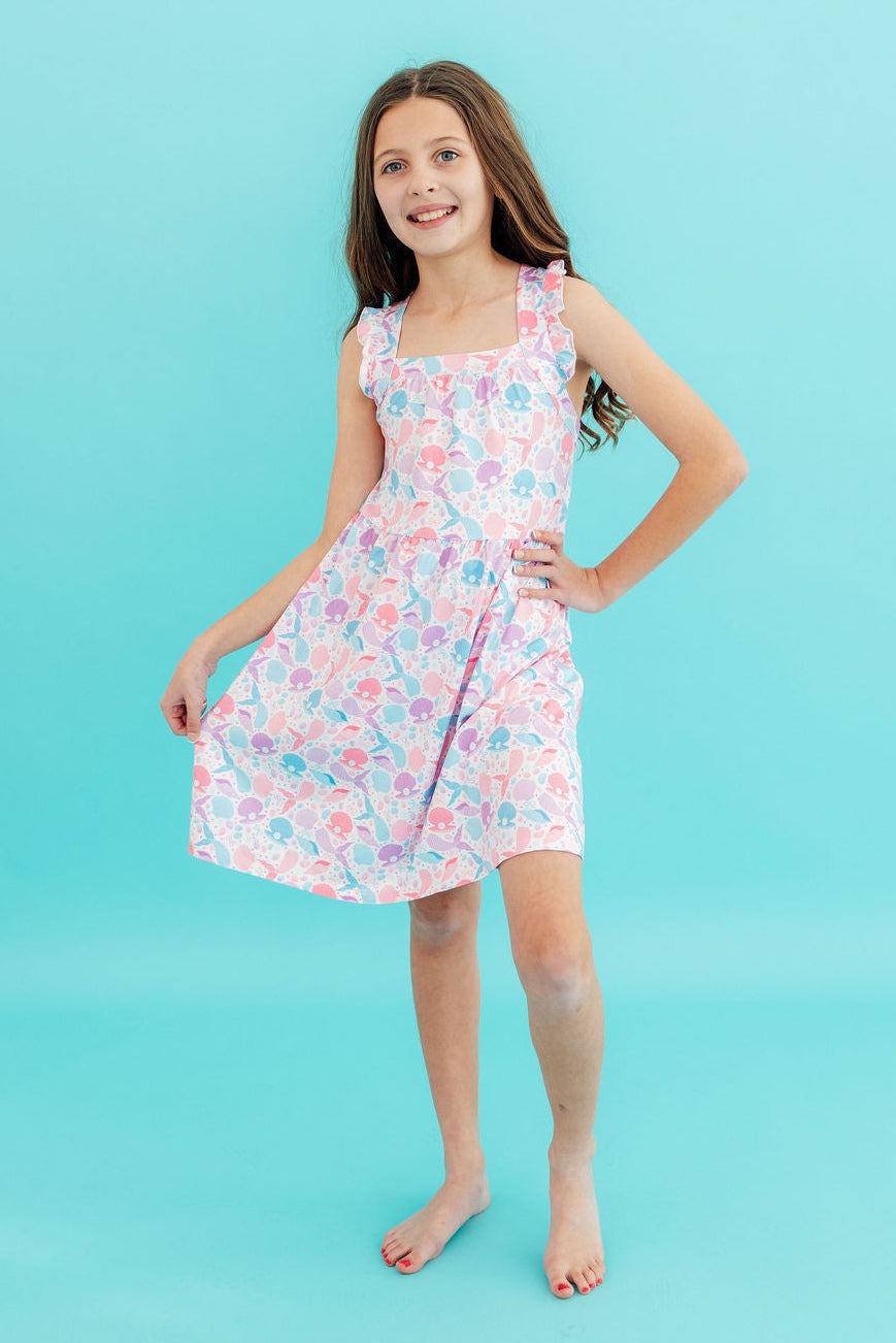 Mermaid Tails Ruffle Cross Back Dress