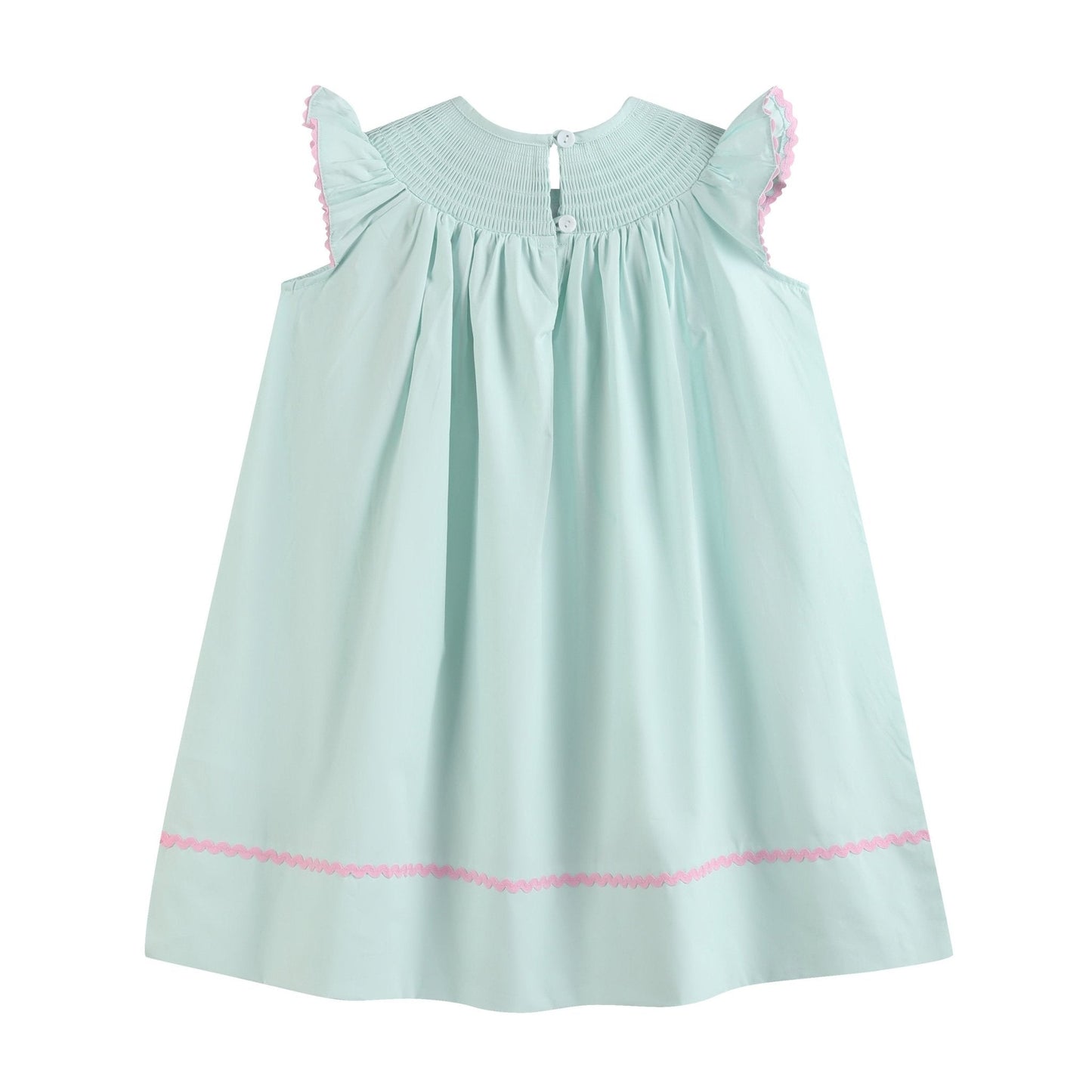 Misty Blue Easter Bunny Smocked Bishop Dress