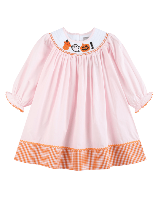 Pink and Orange Gingham Boo Smocked Bishop Dress
