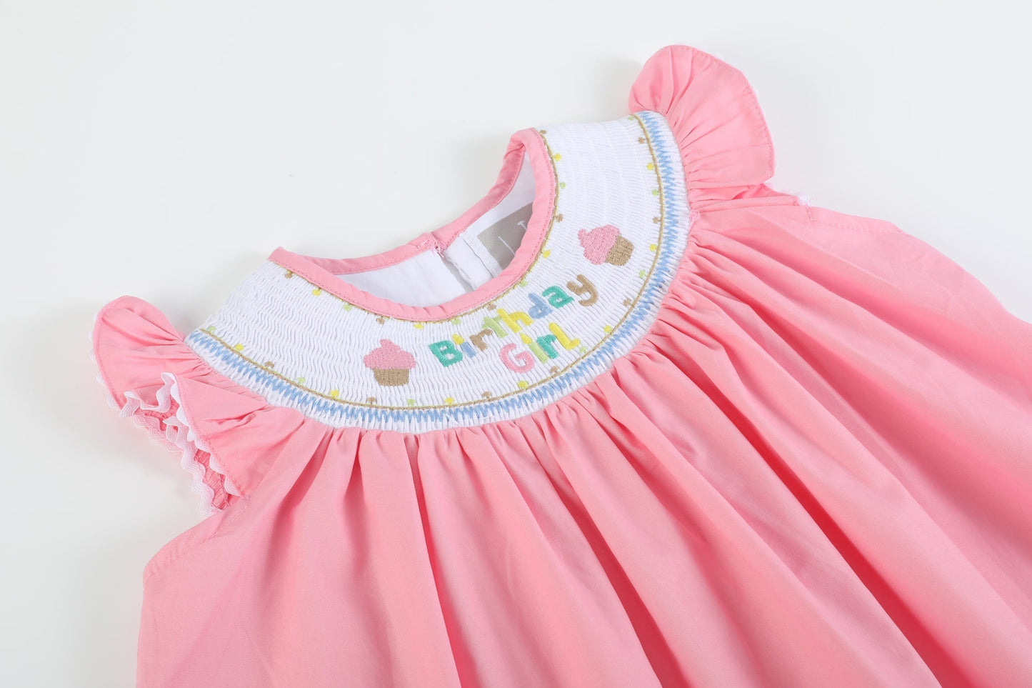 Pink Birthday Girl Smocked Bishop Dress
