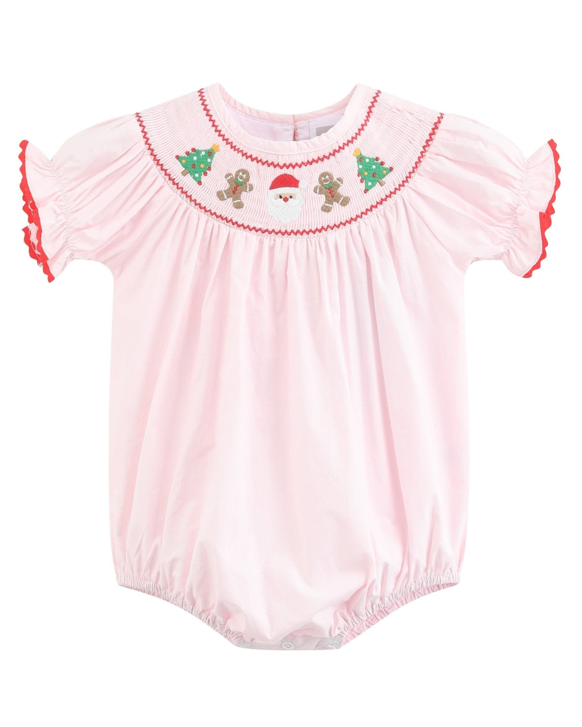 Pink Christmas Smocked Bubble Romper