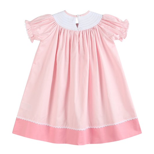 Pink Hearts & Bows Smocked Bishop Dress