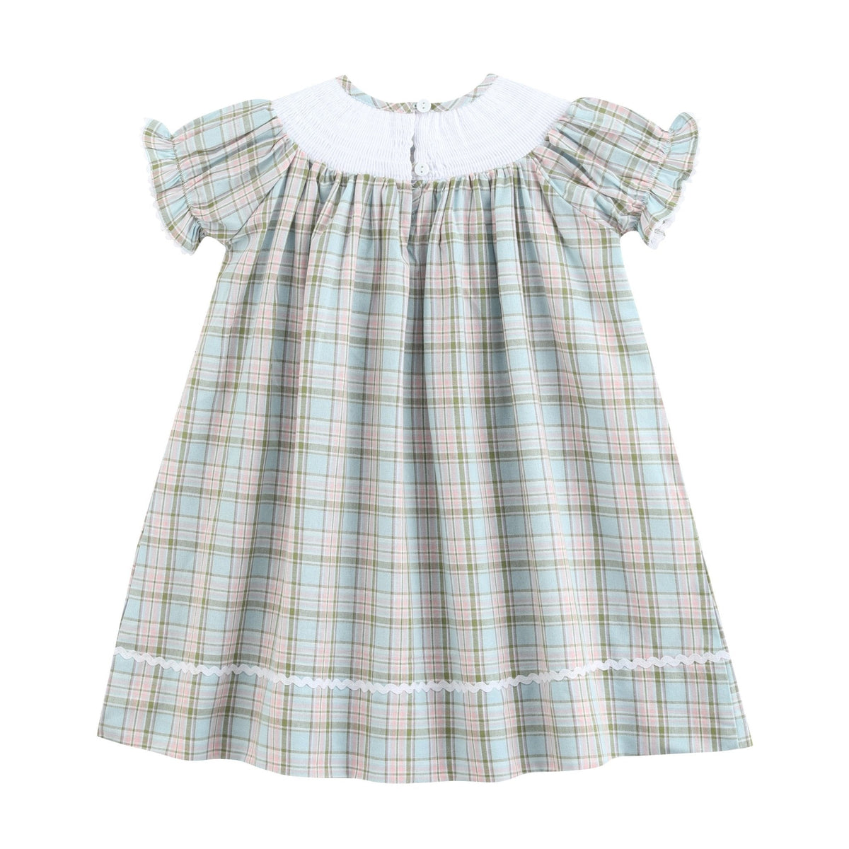 Pinkmas Plaid Christmas Smocked Bishop Dress