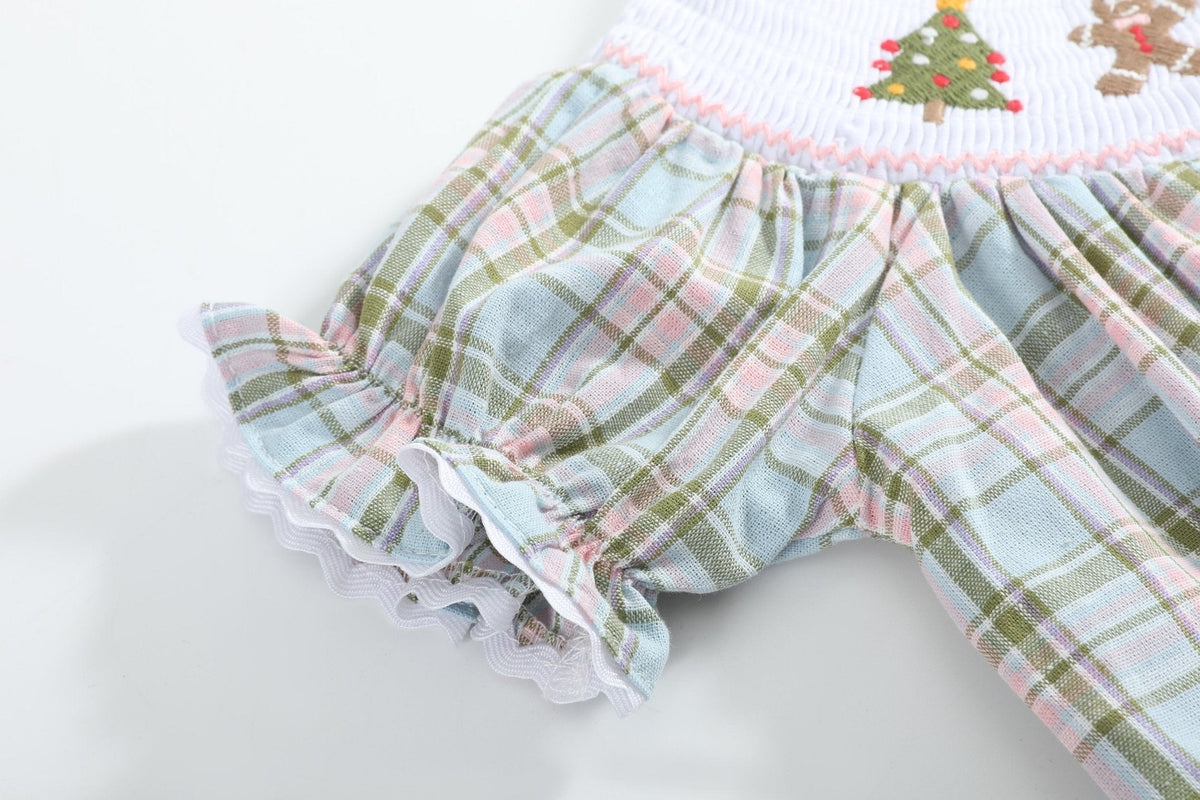 Pinkmas Plaid Christmas Smocked Bubble Romper