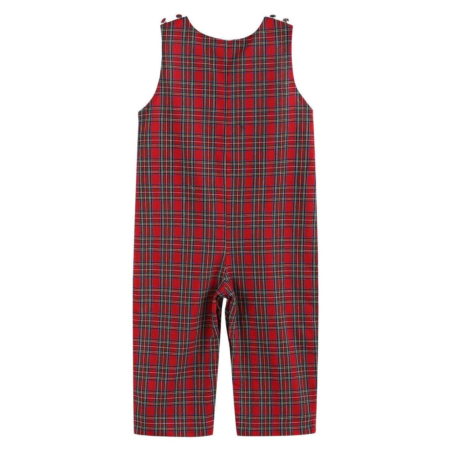 Red Christmas Plaid Santa Yoke Overalls