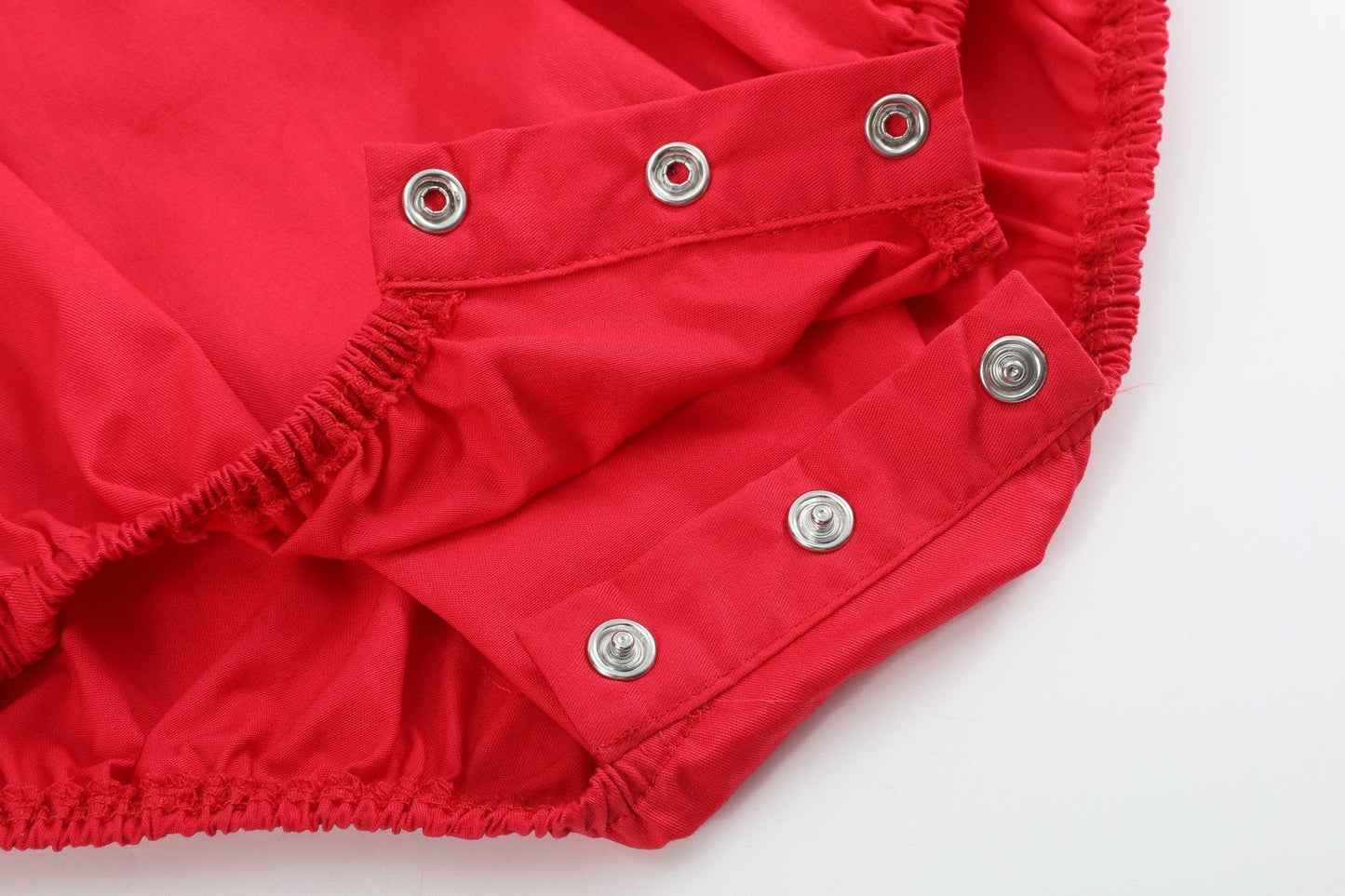 Valentine Red Heart and Lace Smocked Romper