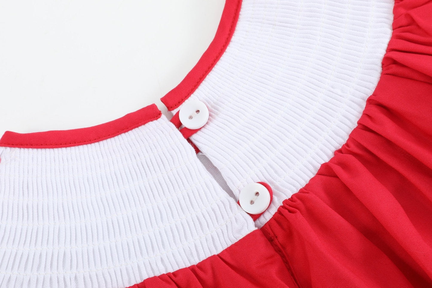 Valentine Red Heart and Lace Smocked Romper