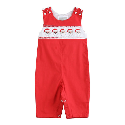Red Santa Smocked Overalls