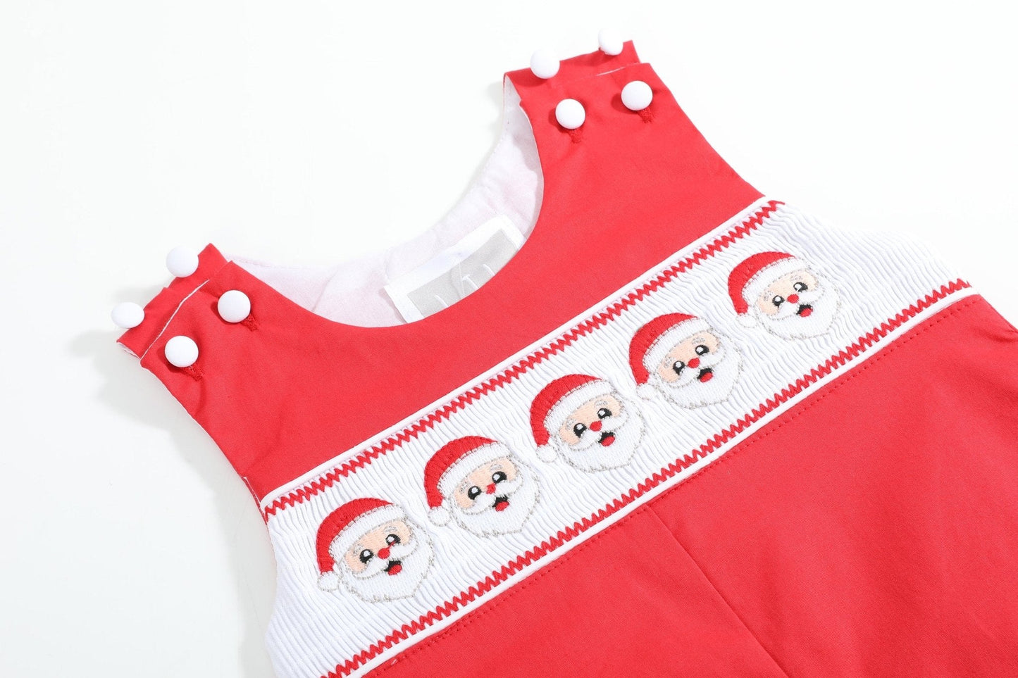 Red Santa Smocked Overalls