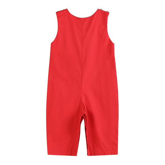 Red Santa Smocked Overalls