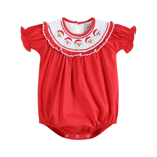 Red Santa Smocked Ruffle Romper