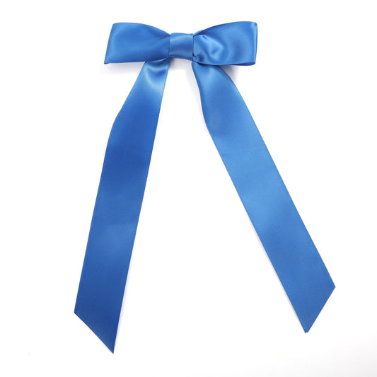 Royal Blue Long Tail Hair Bow Clip