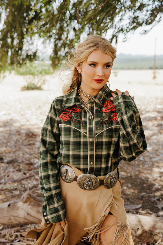 Plaid Petal Rodeo Button Up