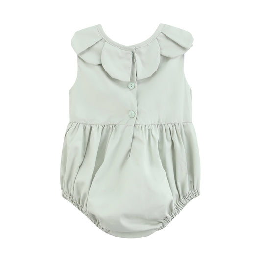 Sage Green Puppy Dog Petal Smocked Bubble Romper