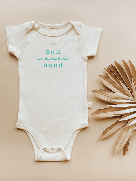Sun Waves Sand Seafoam Organic Cotton Short Sleeve Baby Bodysuit