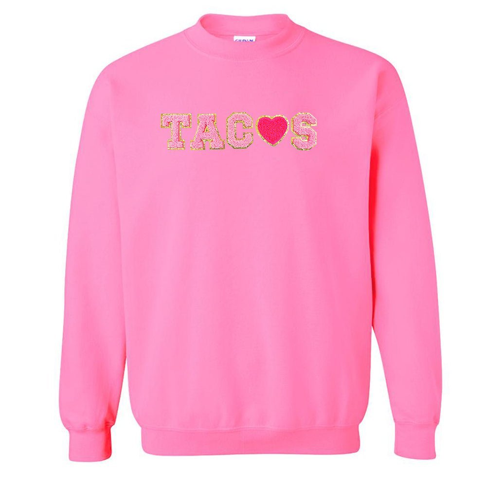 Tacos Letter Patch Crewneck Sweatshirt
