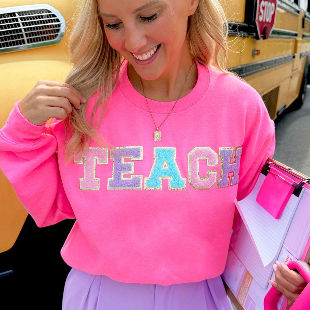 Teach Letter Patch Crewneck Sweatshirt