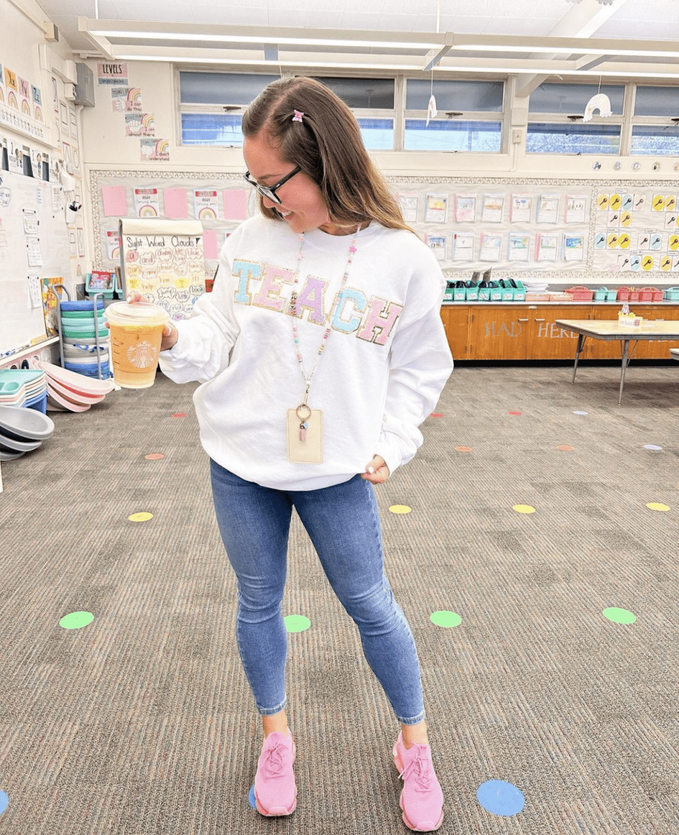 Teach Letter Patch Crewneck Sweatshirt
