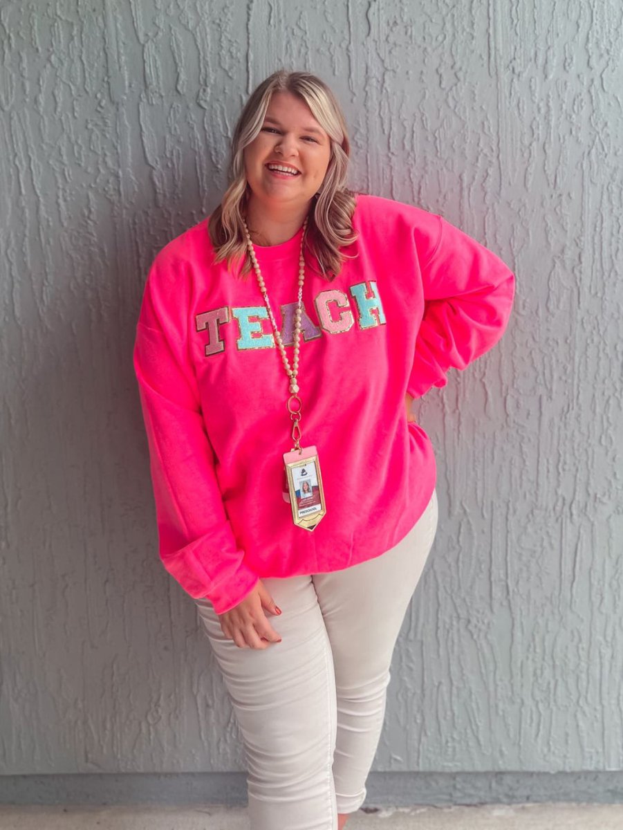 Teach Letter Patch Crewneck Sweatshirt