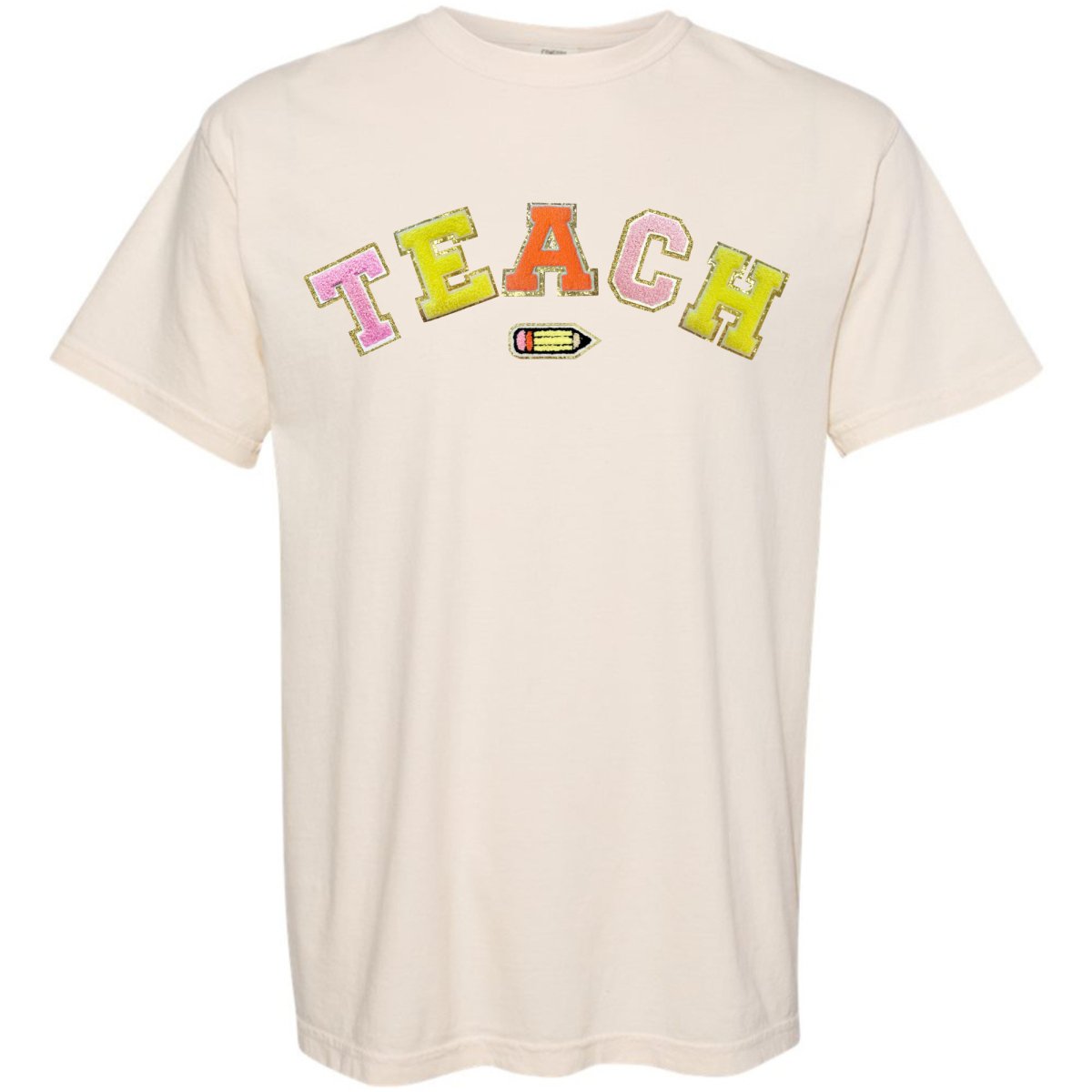 Teach Pencil Letter Patch T-Shirt