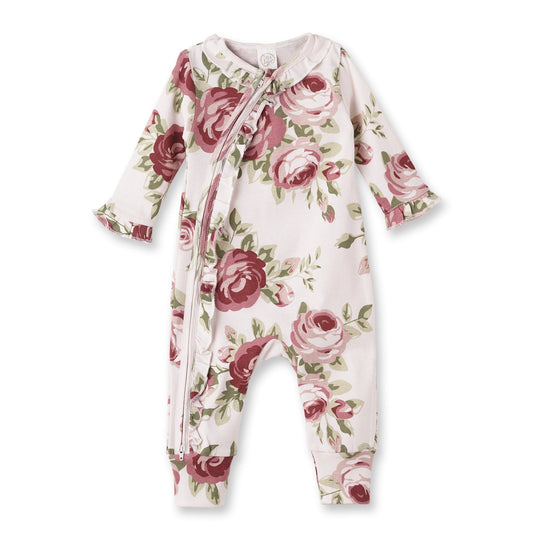 Cabbage Rose Zippered Romper