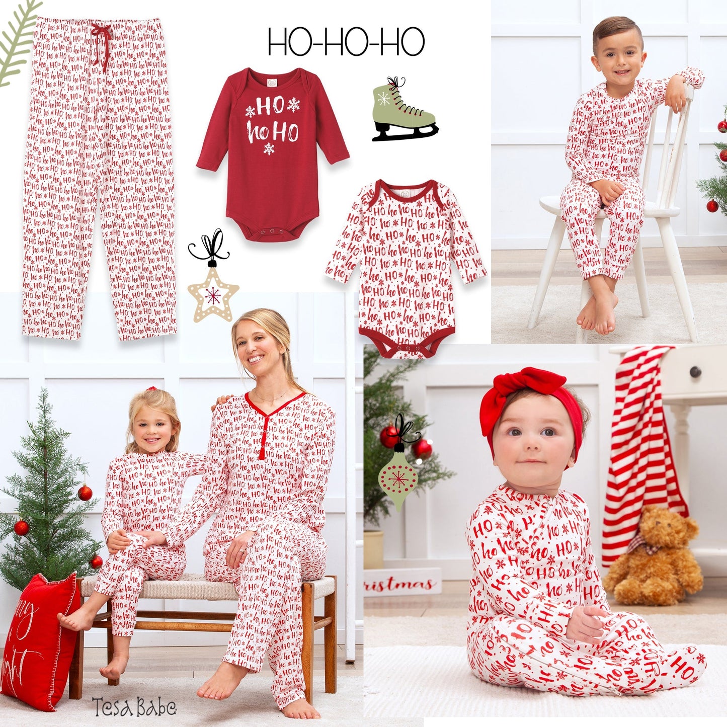 Christmas Ho-Ho-Ho Kids Bamboo Pajama Set-Family Matching