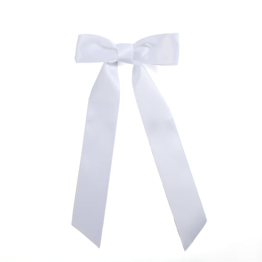 White Long Tail Hair Bow Clip