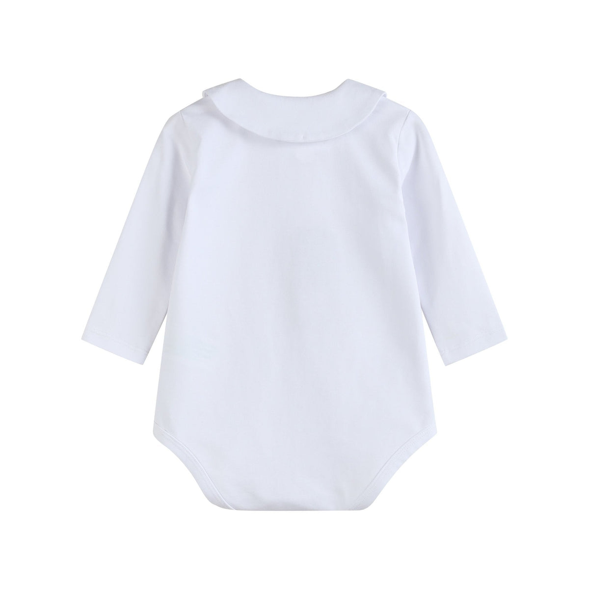 White Pointed Collar Button Romper All Year