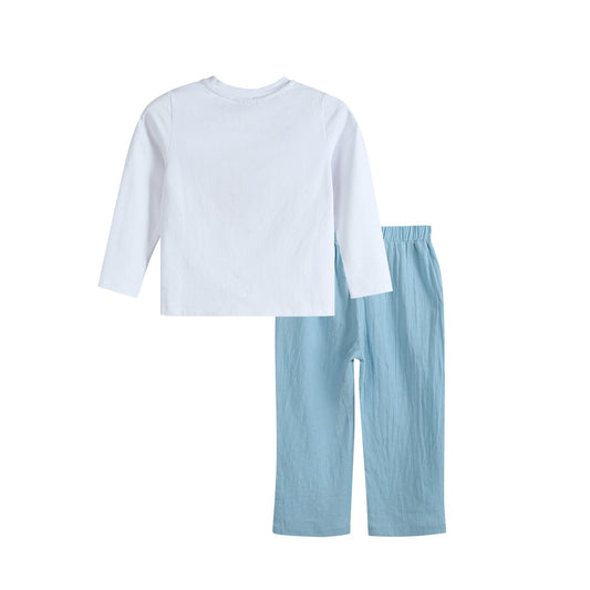 White Pumpkin Shirt and Blue Pants Set