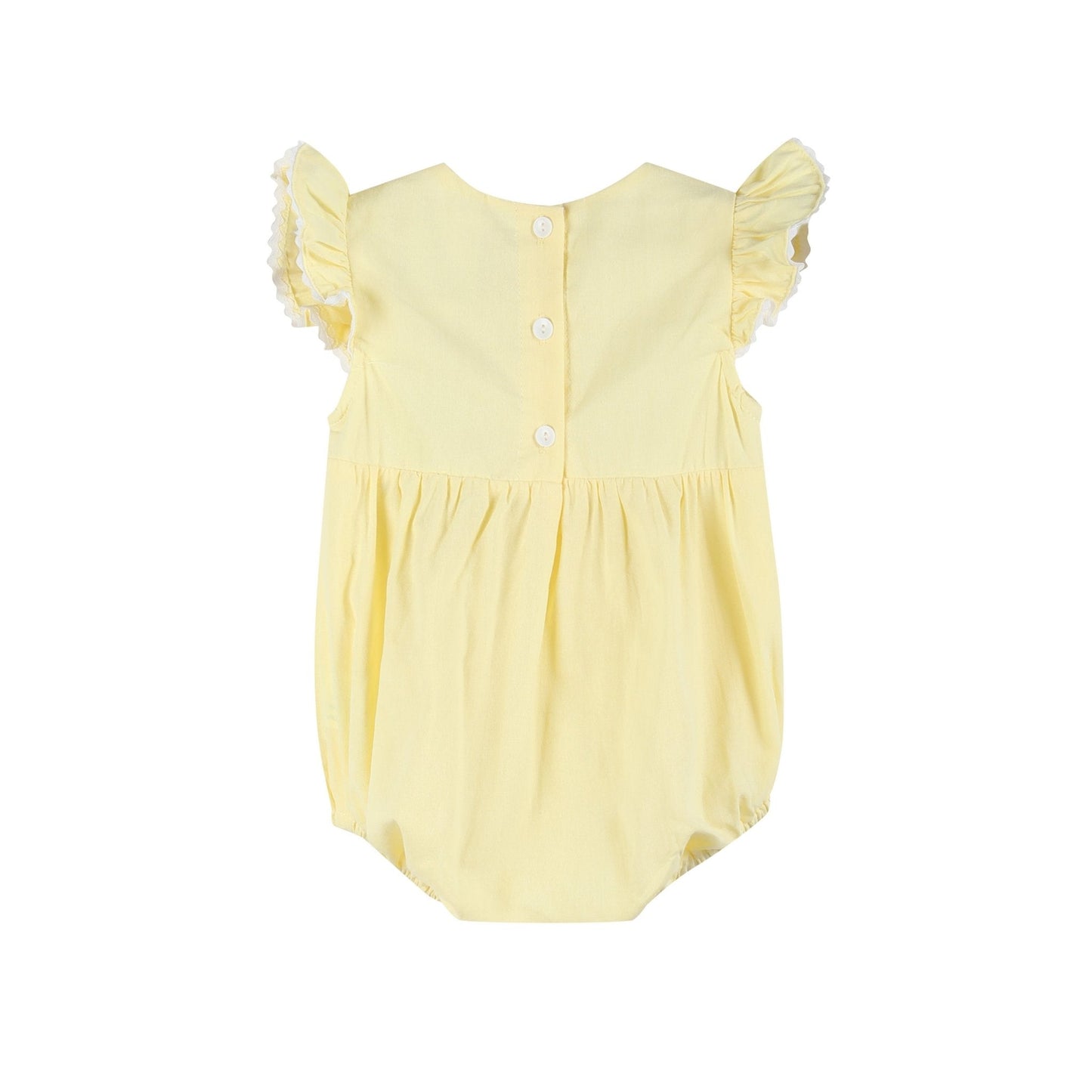 Yellow Daisy Pocketed Smocked Flutter Romper