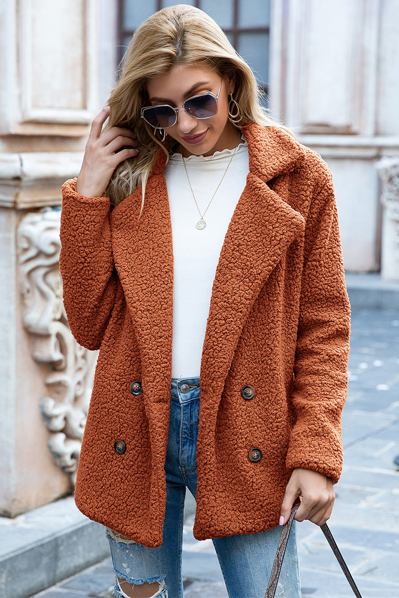 Full Size Lapel Collar Sherpa Coat - 12 colors!