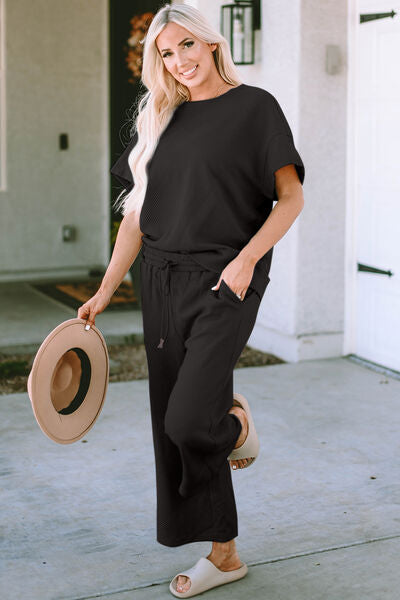 Cher Casual Top & Pant Full Size Set